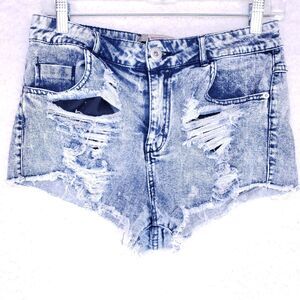 HIGHWAY Destroyed Jean Shorts Womens Size 9 Mid Rise Denim Blue Casual Pants